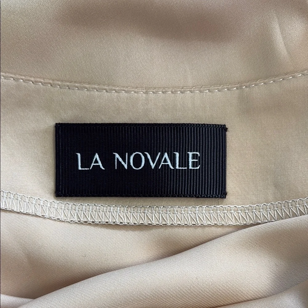 Elegant Strapless Tan Dress - Picture 4 of 5